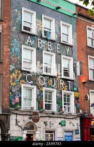 The exterior of the Abbey Court hostel building on Bachelors Walk in Dublin, Ireland. Stock Photo