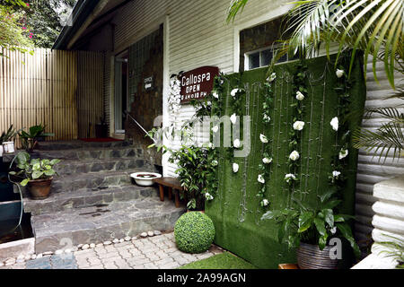 ANTIPOLO CITY, PHILIPPINES - NOVEMBER 13, 2019: Beautiful outdoor garden of a popular tourist destination resort in Antipolo City, Philippines. Stock Photo