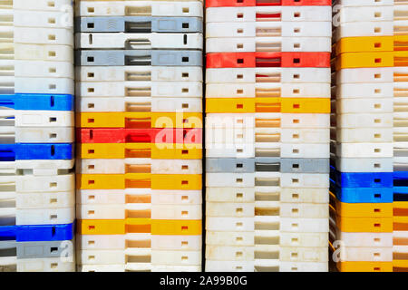 Fish boxes, Baltimore fishing village, County Cork, Ireland Stock Photo