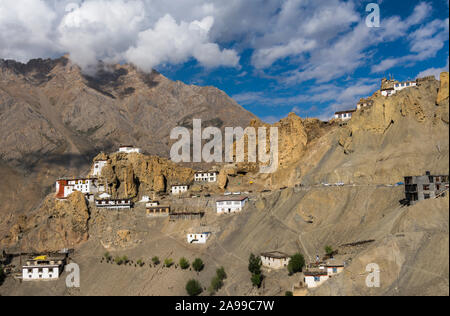 Dhankar Gompa is a village and also a Gompa, a Buddhist temple in the district of Lahaul, Spiti, Himachal Pradesh, India Stock Photo