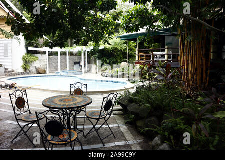 ANTIPOLO CITY, PHILIPPINES - NOVEMBER 13, 2019: Beautiful outdoor garden of a popular tourist destination resort in Antipolo City, Philippines. Stock Photo