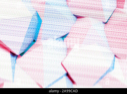 Abstract background with 3D shapes and broken tv glitch effect Stock Photo