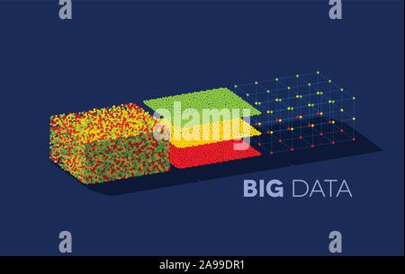 Big data illustration with structuring map reduce process Stock Vector