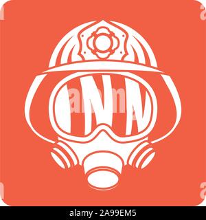 firefighter helmet with mask block line style icon vector illustration design Stock Vector