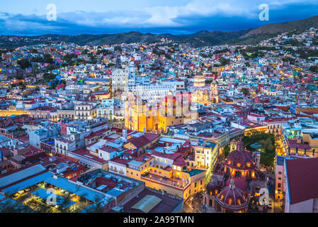 Aerial view of guanajuato with cathedral in mexico Stock Photo