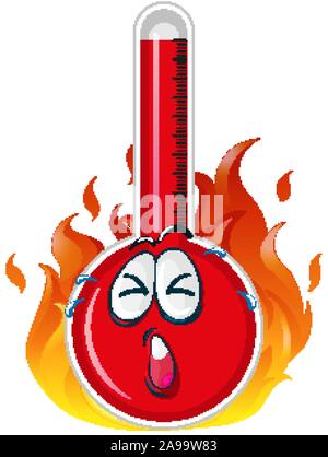 Thermometer in hot fire illustration Stock Vector