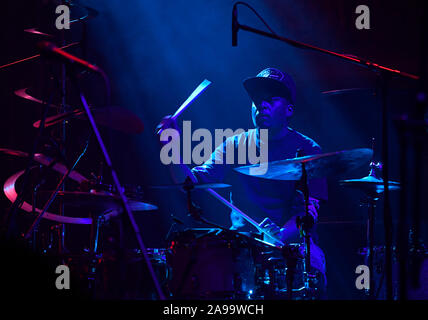 Prague, Czech Republic. 13th Nov, 2019. American drummer Chris Dave, pictured, with his music band The Drumhedz performed within the 23th Strings of Autumn festival in Prague, Czech republic, on November 13, 2019. Credit: Michal Krumphanzl/CTK Photo/Alamy Live News Stock Photo