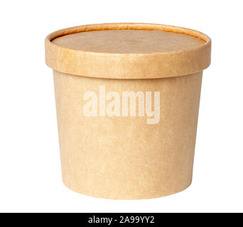 Round cardboard box isolated on a white background Stock Photo