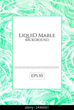 Green liquid mable background art luxury white swirl flow style with space for your your text. vector illustration Stock Vector