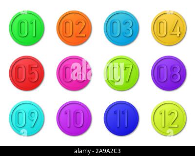 Number bullet point. Infographic numbers in circle. Vector Infographic elements isolated. Numbers of steps. Stock Vector