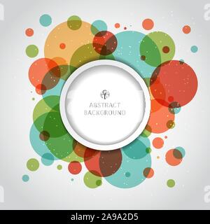 Abstract modern colorful circles overlapping composition on white background. Vector illustration Stock Vector