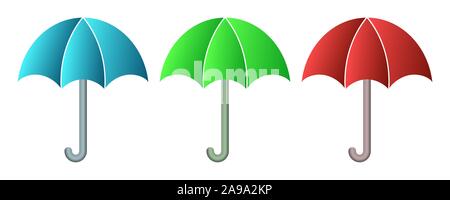 Set of Umbrella icons - vector. Colored umbrellas isolated. Stock Vector