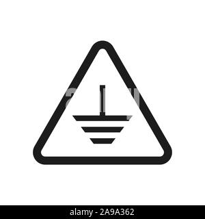 Electrical grounding symbol - vector. Grounding icon isolated. Vector black icon. Protective Earth ground sign in flat design Stock Vector