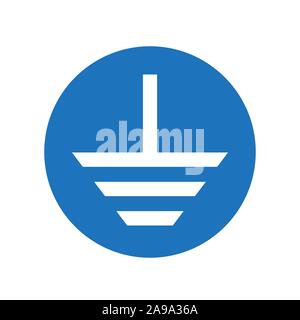 Electrical grounding symbol - vector. Grounding icon isolated. Vector blue icon. Protective Earth ground sign in flat design Stock Vector