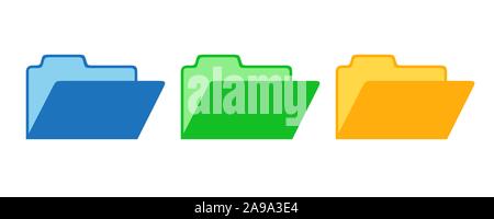 Set of vector Folders. Color icons isolated. Folder with documents. Conceptual vector icon Stock Vector