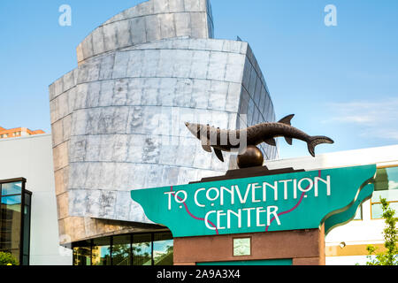 MINNEAPOLIS, USA, - AUGUST, 11, 2019: The sign for The Convention Centre, Minneapolis, Minnesota, USA. Stock Photo