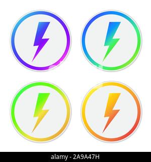 Lightning icons and symbols set isolated on white background Stock ...