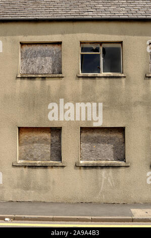 A boarded up house in Aberystwyth Stock Photo