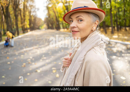 Pleasant woman in a stylish woolen coat Stock Photo