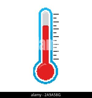 Thermometer icon. Vector illustration.Pixel art design of Thermometer icon. Vector illustration. Color thermometer icon isolated Stock Vector