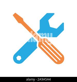 Service tool symbol in flat design. Vector illustration. Settings tools icon on white background Stock Vector
