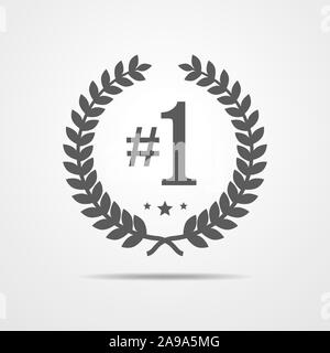 You are the first, laurel wreath icon in flat design. Vector illustration. Number one, conceptual sign. Stock Vector