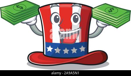 Isolated uncle sam hat with holding money Stock Vector