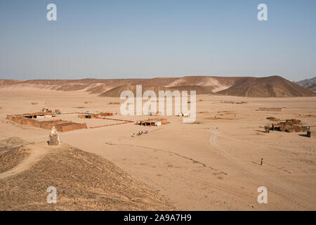 Hurghada, Egypt, April 27, 2008: An aerial view of a Bedouin village in the desert near Hurghada. Stock Photo