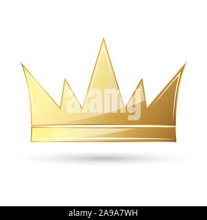 Golden crown icon. Vector illustration. Golden crown symbol isolated on white background. Stock Vector