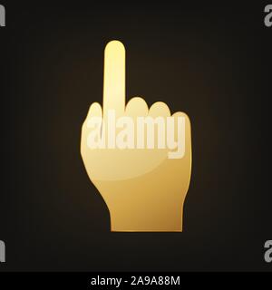 Gold hand icon. Vector illustration. Golden hand symbol on dark background. Stock Vector