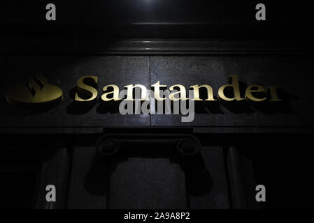 Santander Bank Logo Seen At A Branch In Madrid Stock Photo