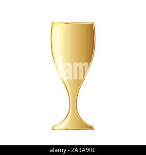 Golden wine glass icon. Vector illustration. Golden wine glass cup icon on white background. Stock Vector