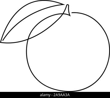 Orange fruit illustration. One continuous line minimal style. Vector Stock Vector