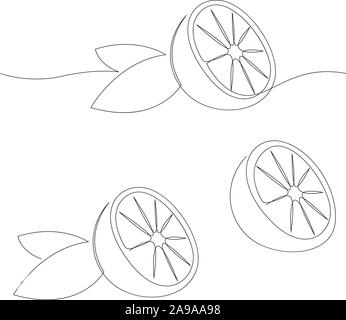 Orange fruit illustration. One continuous line minimal style. Vector Stock Vector