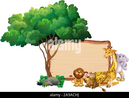 Frame design with many animals around border illustration Stock Vector ...