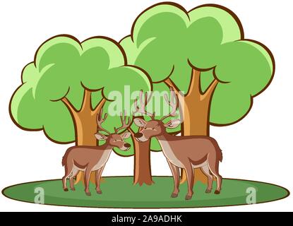 Isolated picture of two deers illustration Stock Vector Image & Art - Alamy