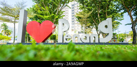 I love Penang sign in a public park in Georgetown, Penang, Malaysia ...