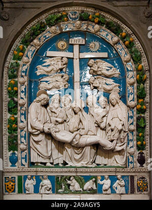 Italy Tuscany Casentino Bibbiena - Church of San Lorenzo  - Deposition - Glazed terracotta by Andrea della Robbia Stock Photo