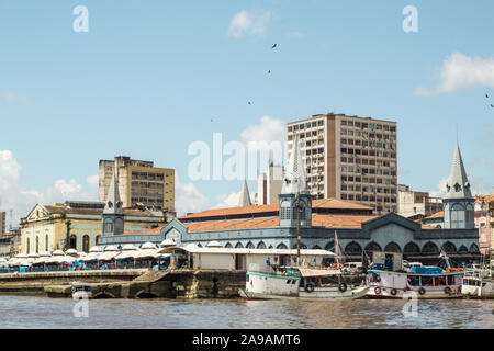 Belém and Ver-o-Peso Fair seen from Guajará Bay Stock Photo