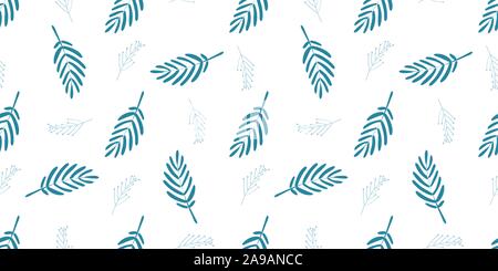 BLUE LEAVES ON A WHITE BACKGROUND. DELICATE SEAMLESS PATTERN. FASHIONABLE COLORS OF 2020.. Stock Vector