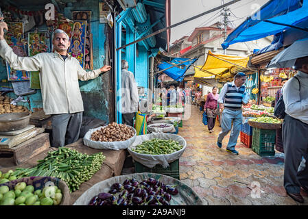 Sabzi mandi, or vegetable market, Shimla, Himachal Pradesh Stock Photo