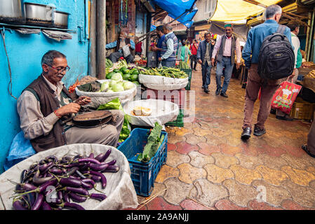 Sabzi mandi, or vegetable market, Shimla, Himachal Pradesh Stock Photo