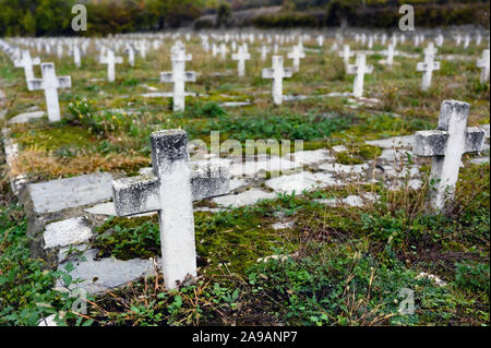 Military cemetery from the period of the Greek Civil War (1946-1949) in Nestorio in northwestern Greece Stock Photo