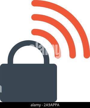 Wireless remote lockunlock system. Lock and wifi symbol for devices, web site or mobile app. Stock Vector illustration isolated on white background. Stock Vector