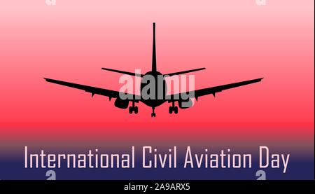 International Civil Aviation Day. Postcard with an airplane.. Stock Vector