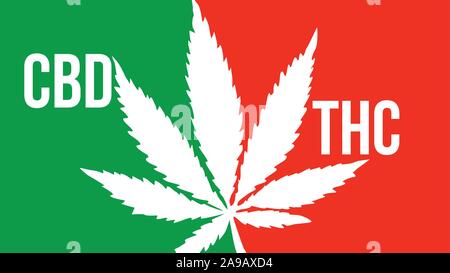 cbd vs thc cannabis sativa ganja large text typography banner illustration Stock Vector