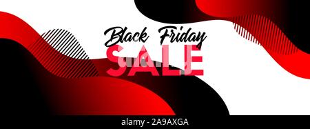 Black friday sale. Vector banner template. Abstract liquid fluid trendy horizontal background. Discount promotion Stock Vector