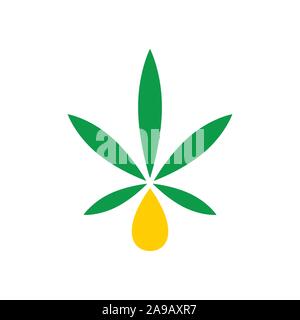 fresh cannabis sativa ganja fresh extraction oil CBD flat style illustration Stock Vector