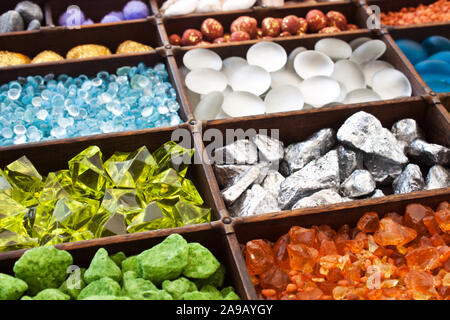 Colorfull glass stones in set box Stock Photo