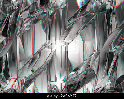 Gemstone or diamond texture closeup and kaleidoscope. 3d render, 3d illustration Stock Photo
